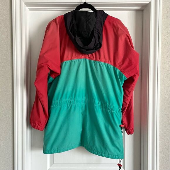 VTG Windy Pass Jacket Red Green Black North Face Anorak Pullover 80s - Picture 2 of 9